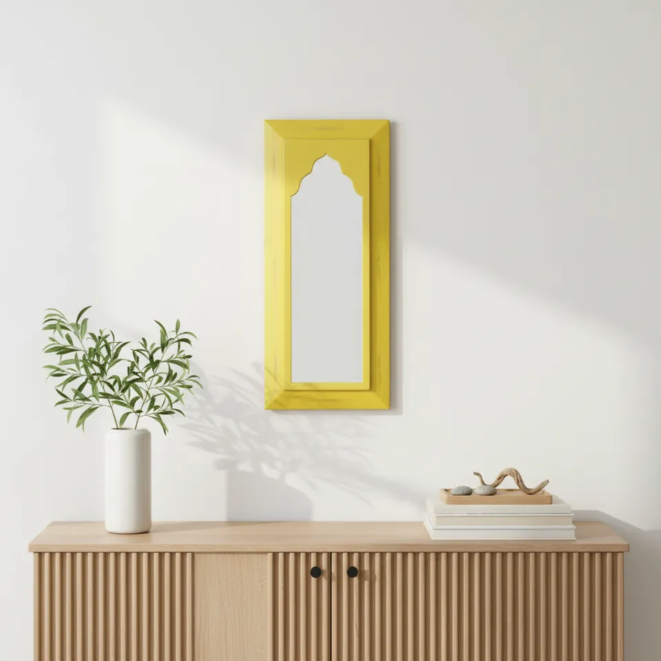 Arched Decorative Wall Mirror - Yellow media 1