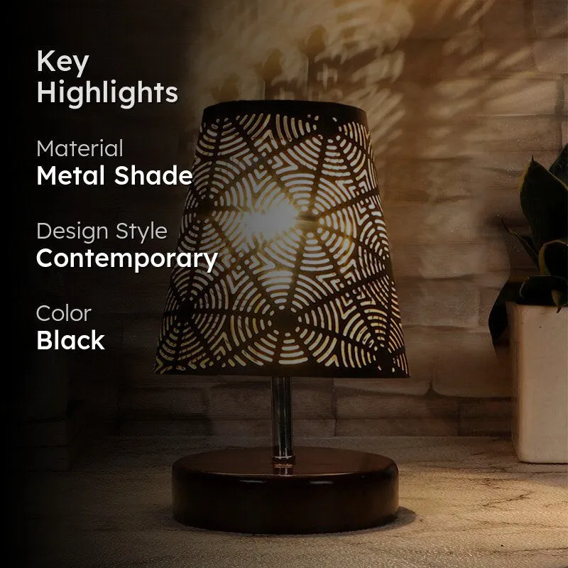 Mita Flora Etched Metal Table Lamp - Black media 2