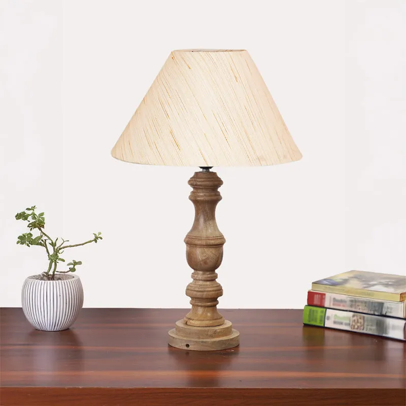 Cotin II Carve Wooden Table Lamp - Ivory,Brown media 3