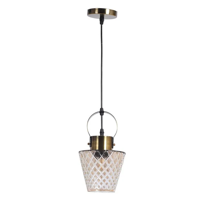 Antiqued Hoop Glass Ceiling Lamp - Gold media 5