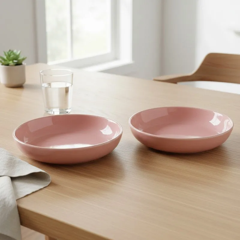 Ceramic Salad Bowls (Pink,300 mL Each) - Set Of Two media 1