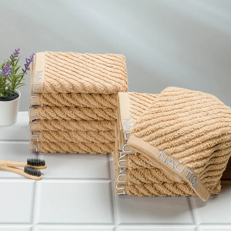 Nautica Riviera Soft Cotton Hand & Face Towel (Light Tan) - Set Of Twelve media 1