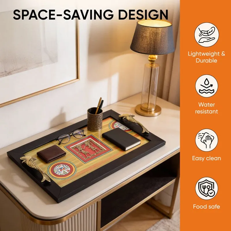 Hunter Green Dhokra Serving Tray media 6