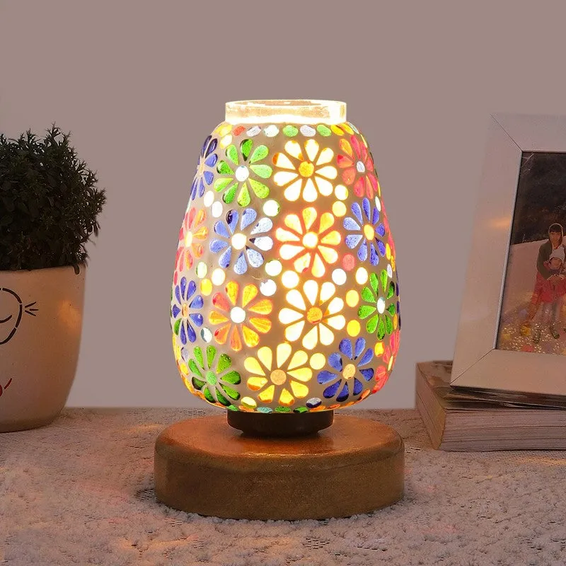 Skylune Glass Table Lamp With Wooden Base - Multicolor media 3