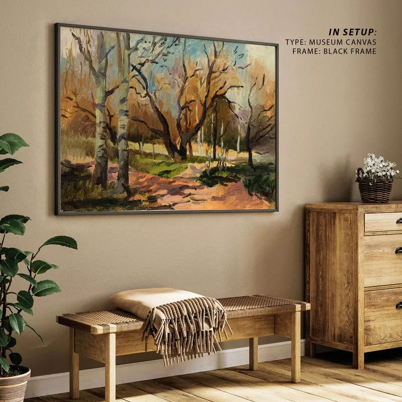 Oil Paint Forest Way Canvas Wall Painting - Black Frame media 5