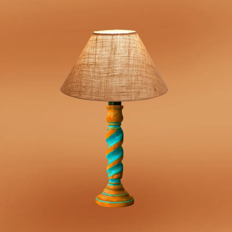 Elara Kyra Wooden Table Lamp - Beige media 6