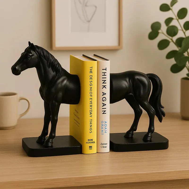Classic Horse Design Book End - Black media 1