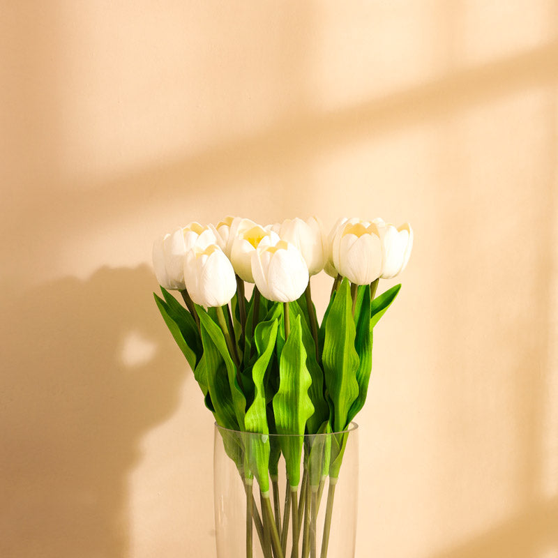 Artificial Realistic Tulip Flower Stick (White) - Set Of Five image 7