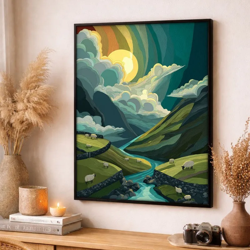 Emerald Valley Canvas Wall Painting - Black Frame media 3