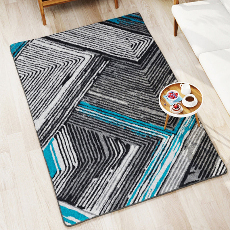Albion Geometric Micro Fiber Area Rug - Blue & Black media 3