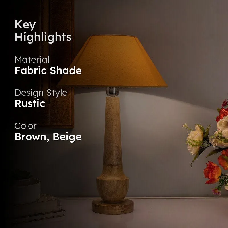 Classic Cubist Fabric Table Lamp With Conical Shade - Brown,Beige media 2