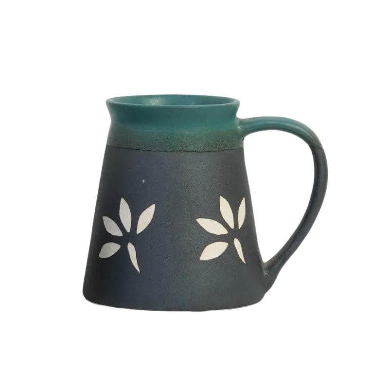 Ceramic Ceramic Coffee Mug (270 mL Each,Green,Black) - Set Of Two media 6