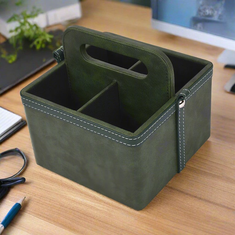 Ember Dote Leatherette Multi-Utility Desk Organiser - Green