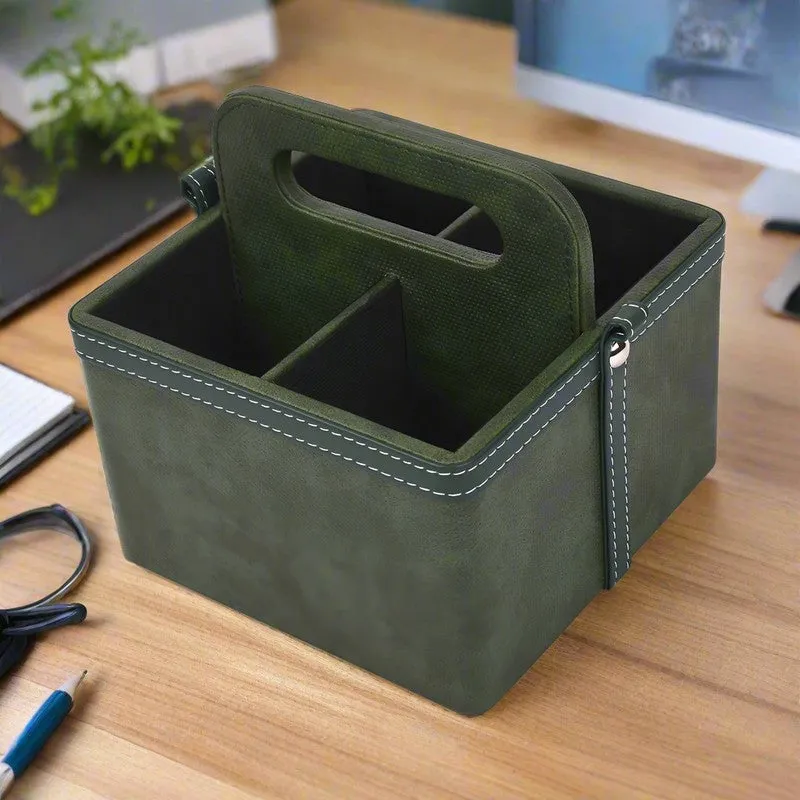 Ember Dote Leatherette Multi-Utility Desk Organiser - Green media 1