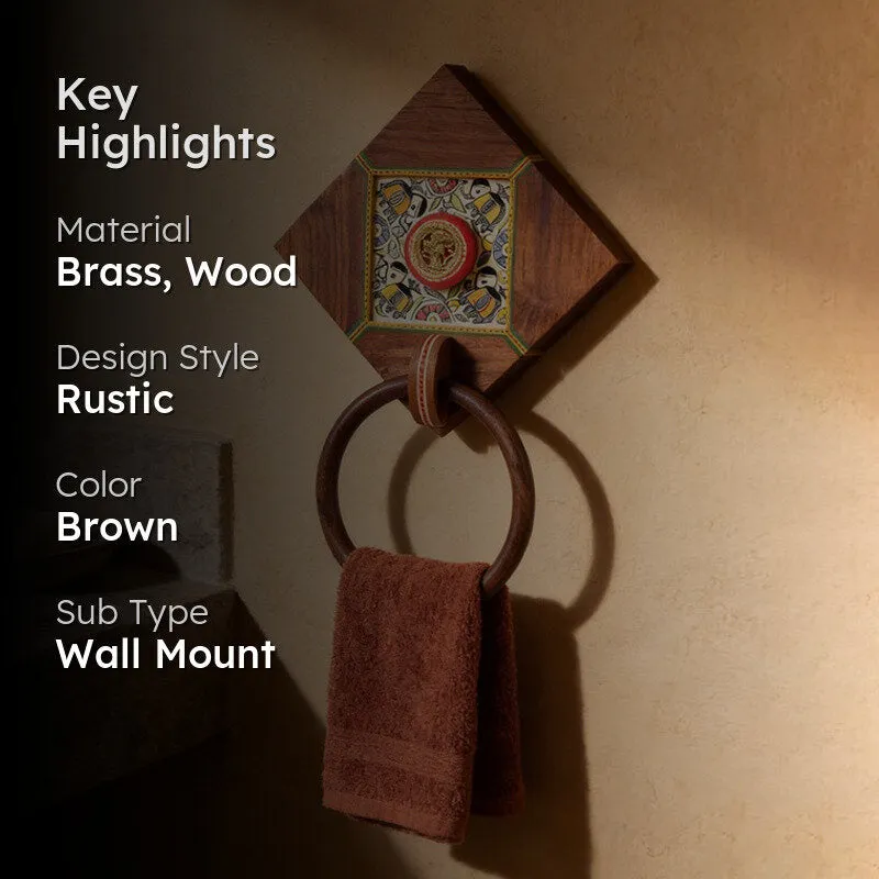 Gitika  Brass & Wood Towel Hanger media 2