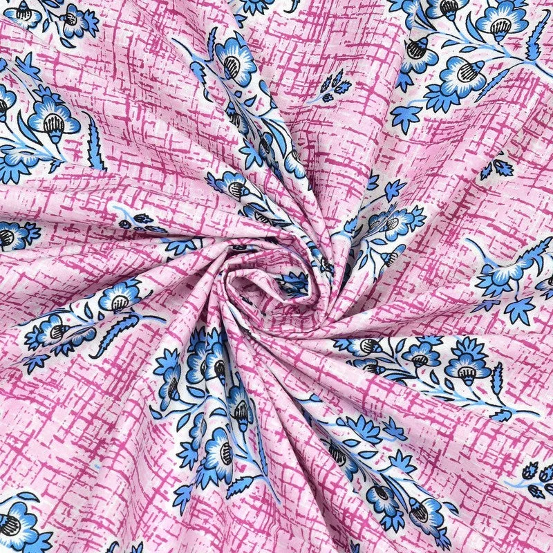 Royalon Cotton Bedsheet (Blue,Pink) - 240 TC media 5