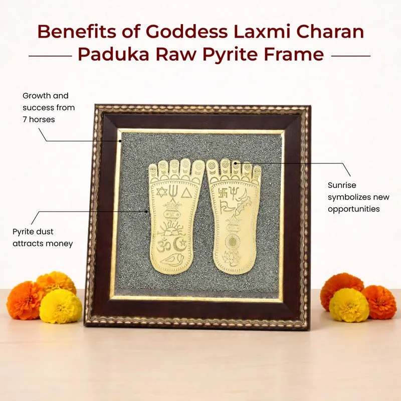 Goddess Laxmi Charana Paduka Pyrite & Wood Wall Art media 4