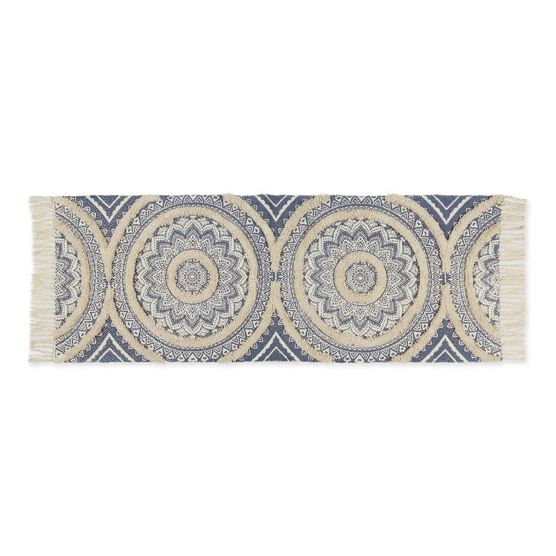 Mandala Cotton Runner Rug (Blue) - Set of Two media 3