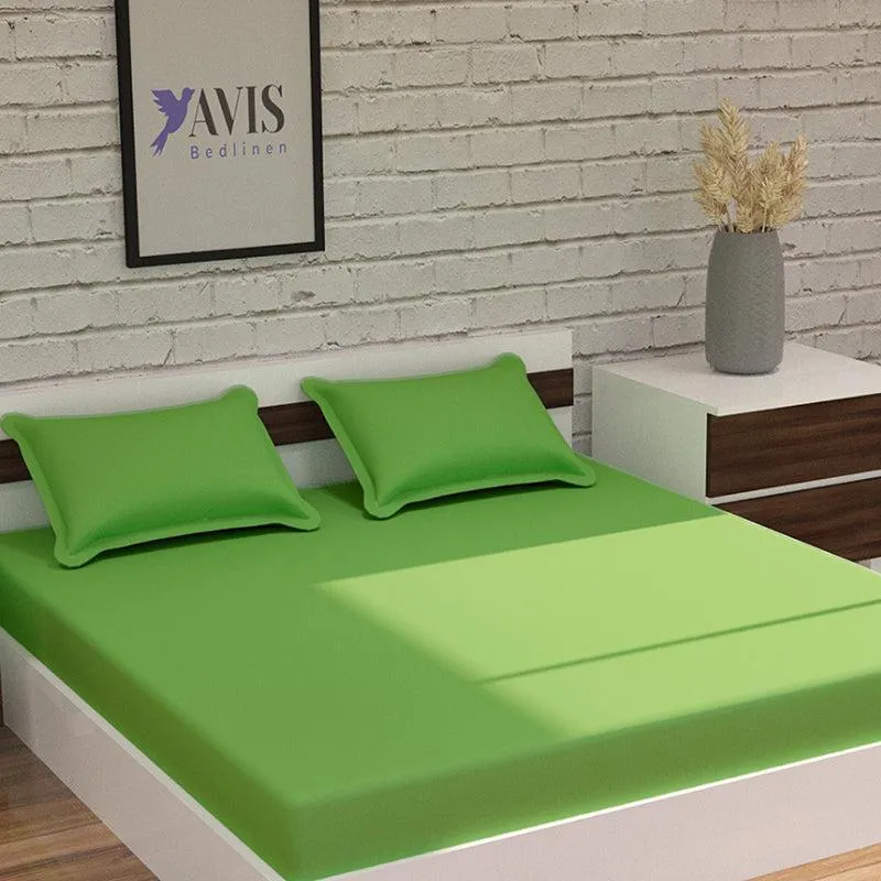 Moonweave Solid Cotton Bedsheet (Green) - 400 TC media 3