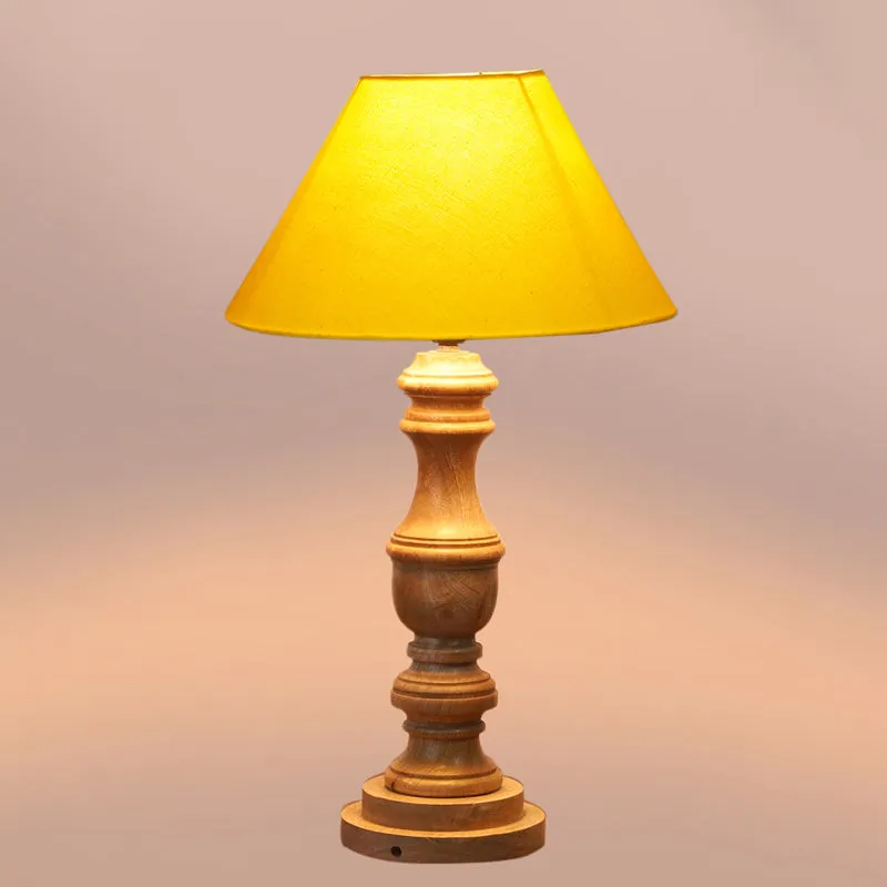 Cotin II Carve Wooden Table Lamp - Yellow,Brown media 4