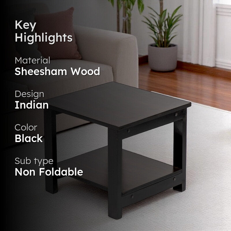 Yexon Sheesham Wooden Center Table - Black media 2