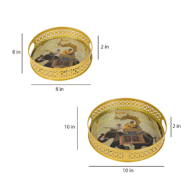 Regal Jaali Round Metal Serving Tray - Set Of Two media 6