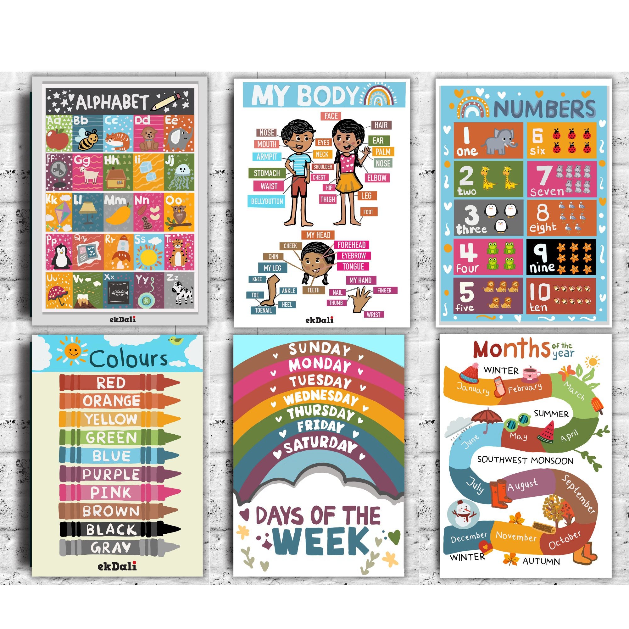 Fun Learn Wall Poster - Set of Six media 3