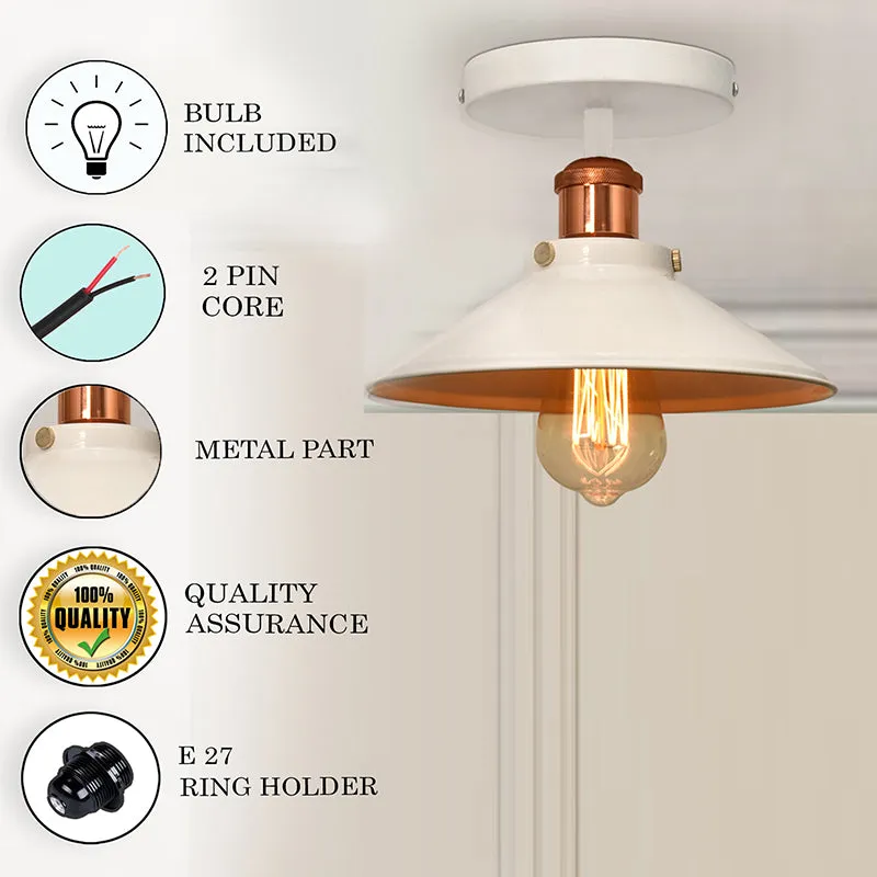 Cove Metal Ceiling Lamp - Rose Gold & White media 4