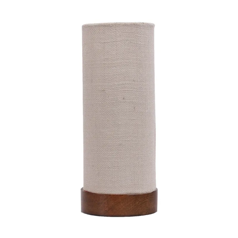 Jaala Tower Wooden Table Lamp With Jute Shade - Grey,Brown media 4