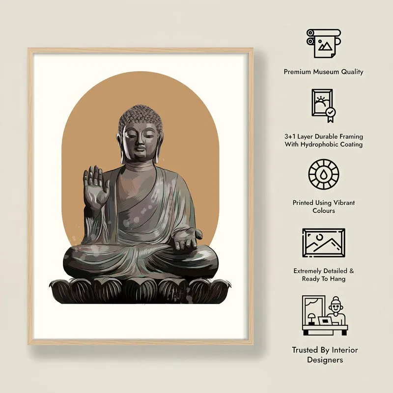 Stillness & Light Buddha Archival Paper Wall Art - Natural Brown Frame media 9