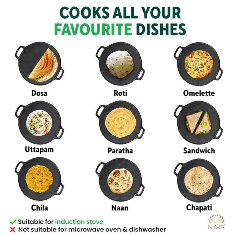 TawaCraft Flat Cast Iron Cooking Dosa Tawa - 31 cm media 5