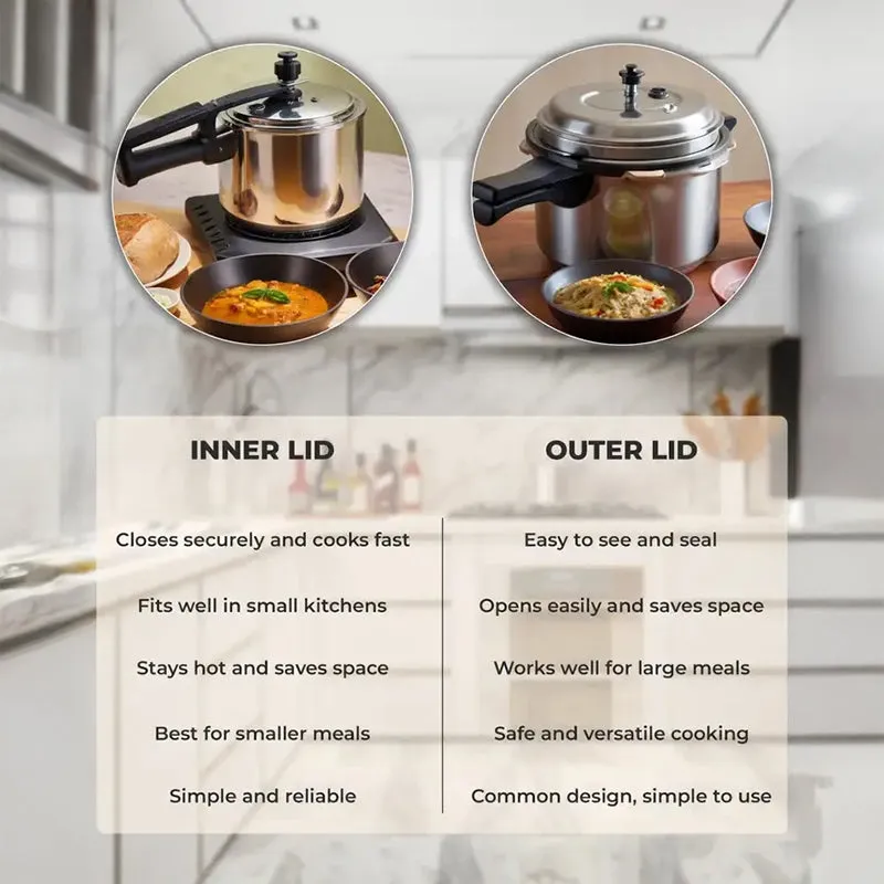 Nirlon Hard Anodized Aluminum Pressure Cooker - 2000 mL/ 8 Inches media 9