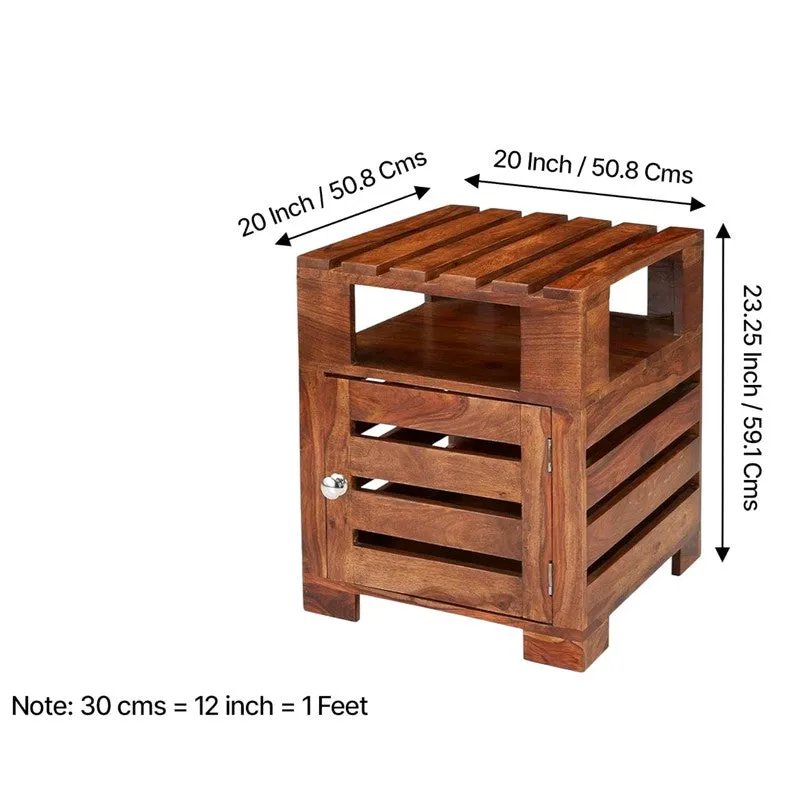 Wverix Sheesham Wooden Side & Bedside Table - Brown media 12