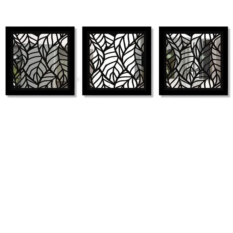 Opularch Wall Mirror With Wooden Frame (Black) - Set Of Three media 3