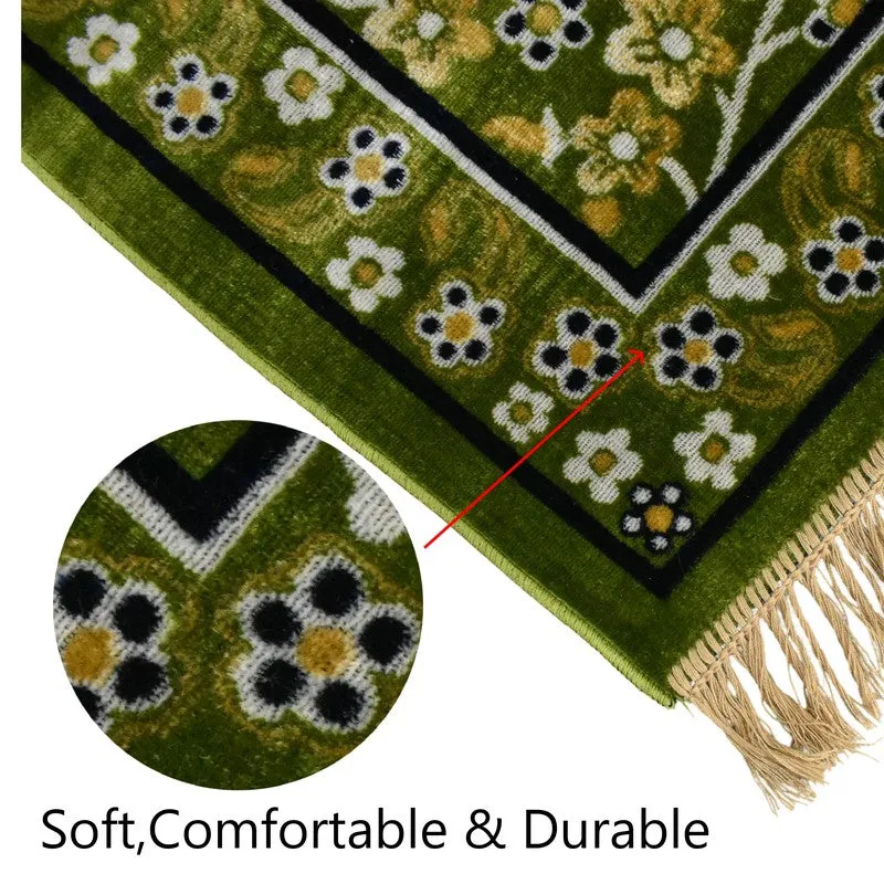 Noorzen Velvet Prayer Mat - Yellow,Green media 5