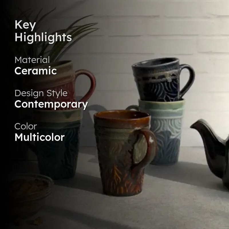 Daphne Ceramic Coffee Mug (300 mL Each) - Set of Five media 2