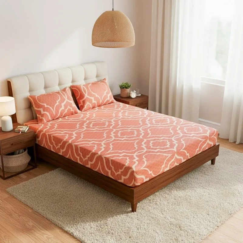 Medina Maze Ethnic Cotton Bedsheet (Brown) - 200 TC media 1