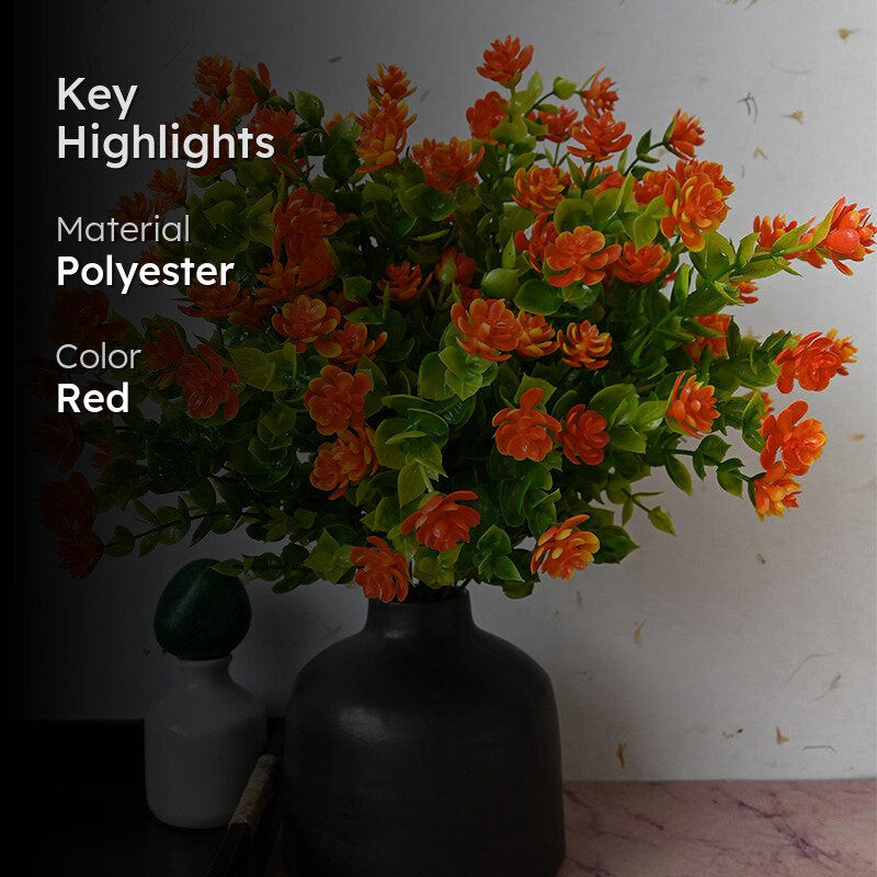 Faux Kalanchoe Flower Stick (Red) - Set of Five media 2