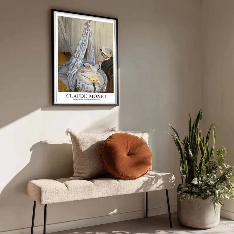 The Cradle Camille With the Artist's Son Jean Archival Canvas Wall Painting - Black Frame media 4