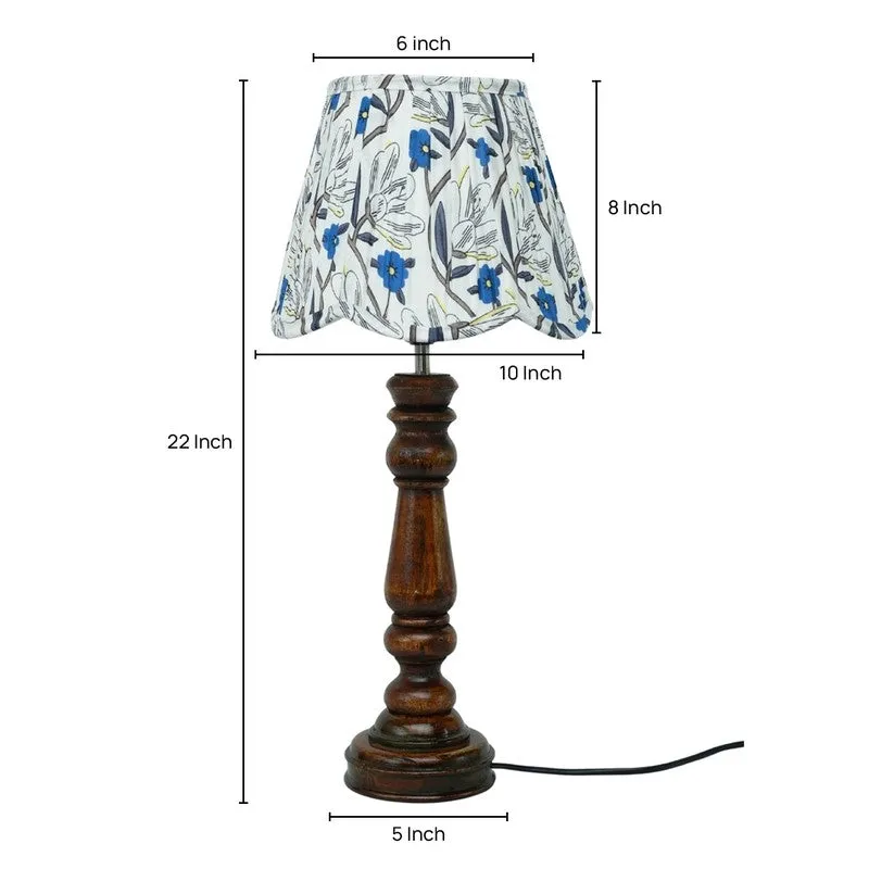Willowleaf Wooden Base Cotton Table Lamp - Multicolor media 5