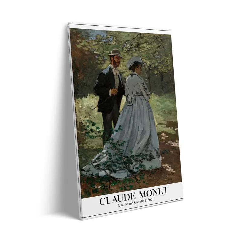 Bazille and Camille, 1865 - Claude Monet Archival Canvas Wall Art - Black Frame media 7