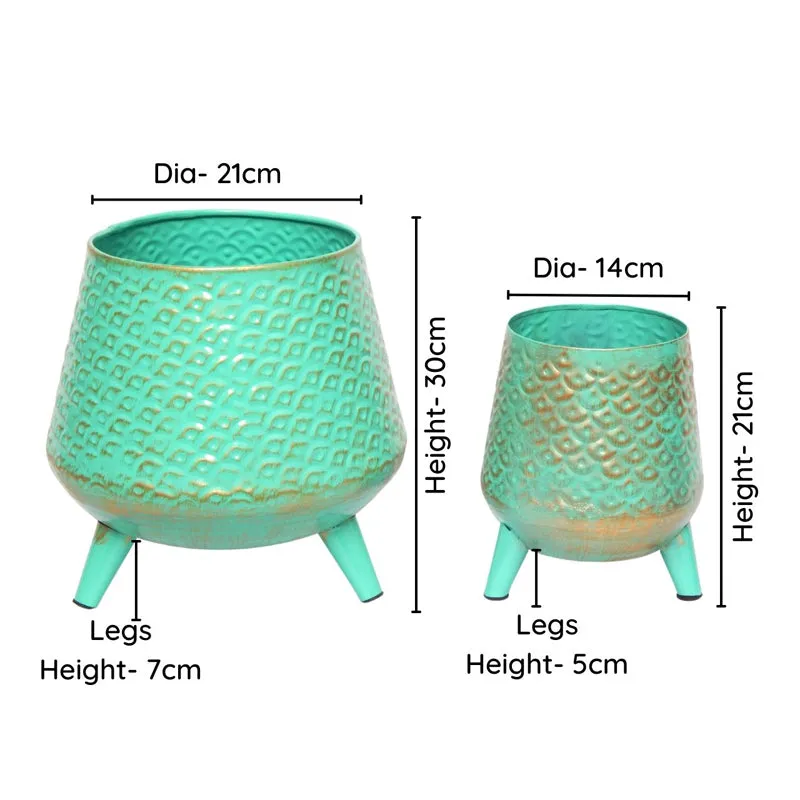 Claro Metal Planter (Green) - Set Of Two media 4