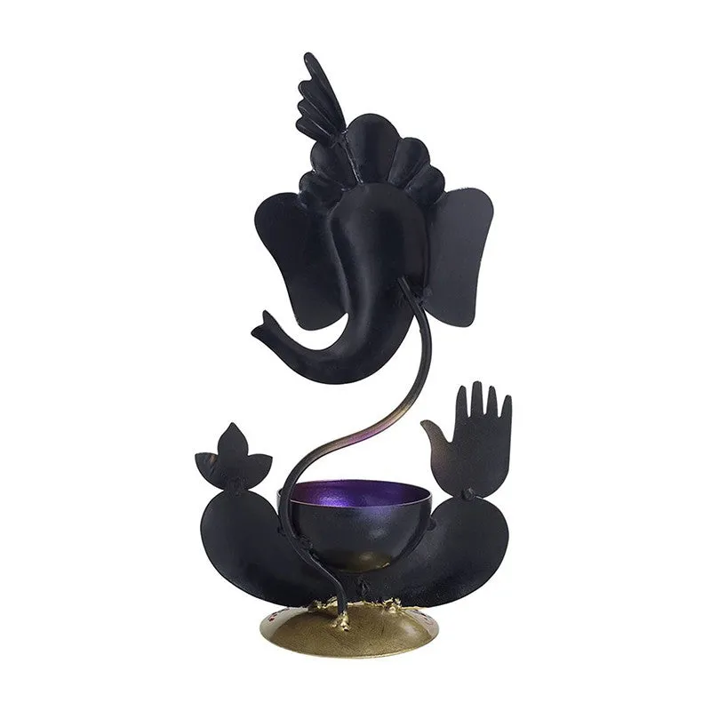Vigneshwara Handpainted Tea Light Candle Holder - Violet media 4