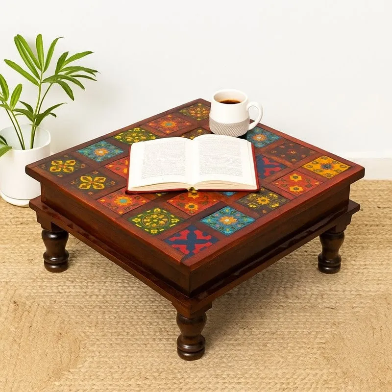 Athangudi Mango Wood & MDF Stool - 12 inch media 1