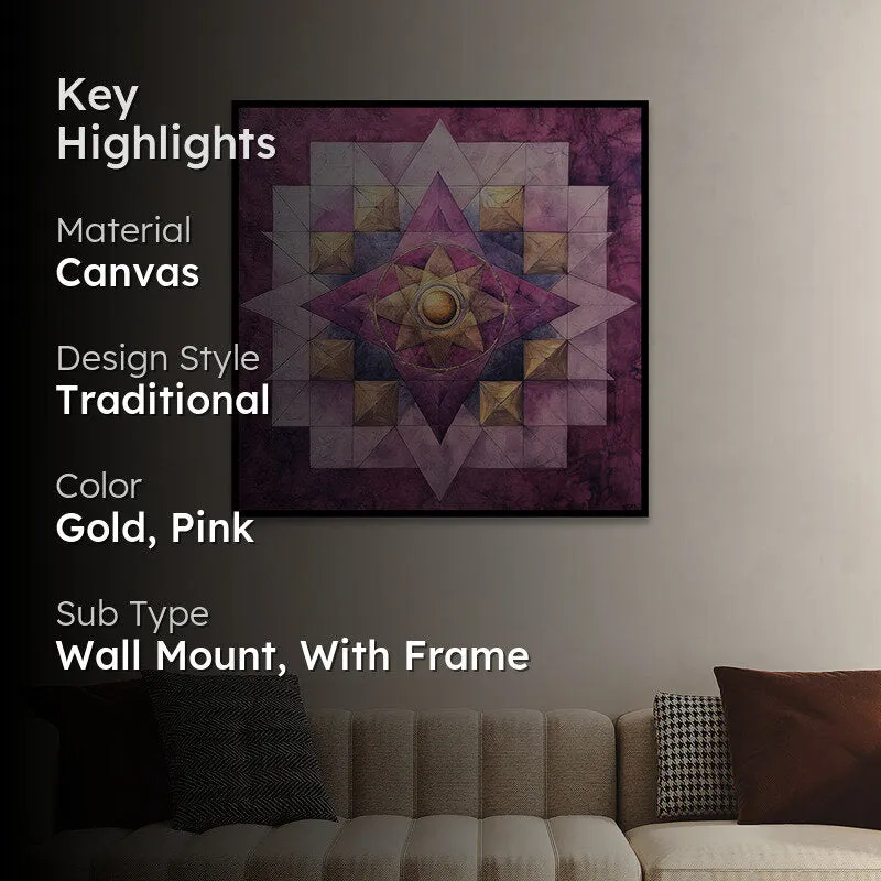 Purple Mandala Canvas Wall Art With Frame media 2