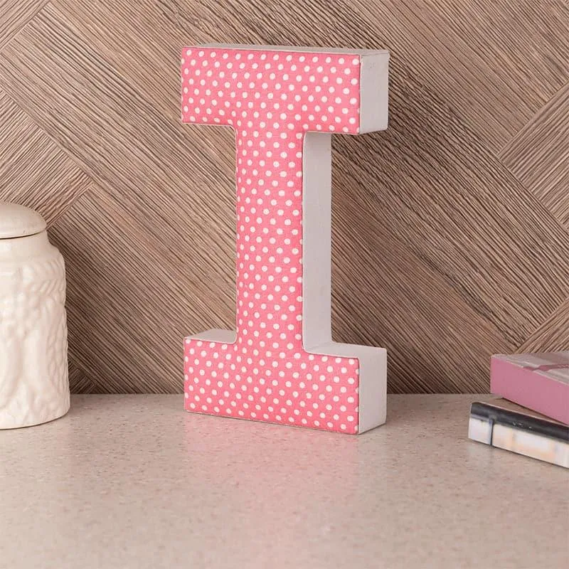 Alphabet I Polka MDF & Fabric Wall Accent media 1