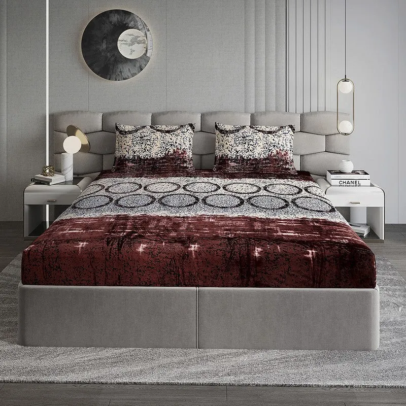 Monte Carlo Pattern Nest Bedsheet (Brown,Grey) - 280 GSM media 1