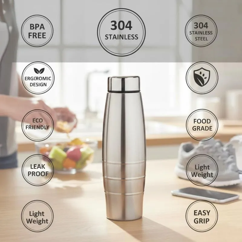 Sports Silver Stainless Steel Bottle - 1000 mL media 7