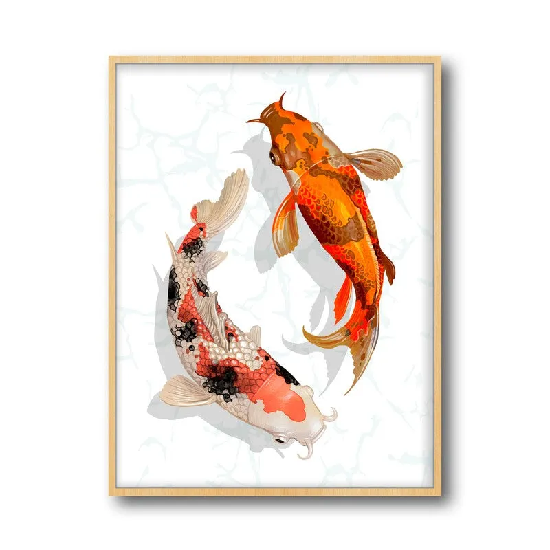 Koi Harmony Archival Paper Wall Art - Natural Brown Frame media 5