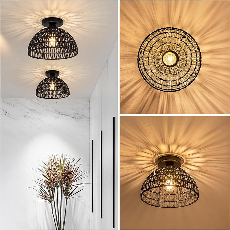 Latticework Cotton Ceiling Lamp - Black media 3